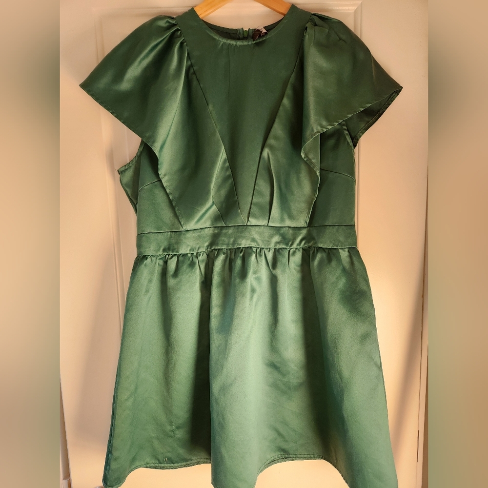 Emerald Green Sateen Dress